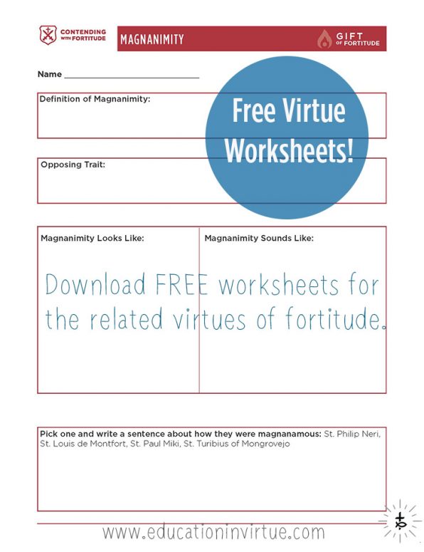 Virtue Worksheets - Fortitude