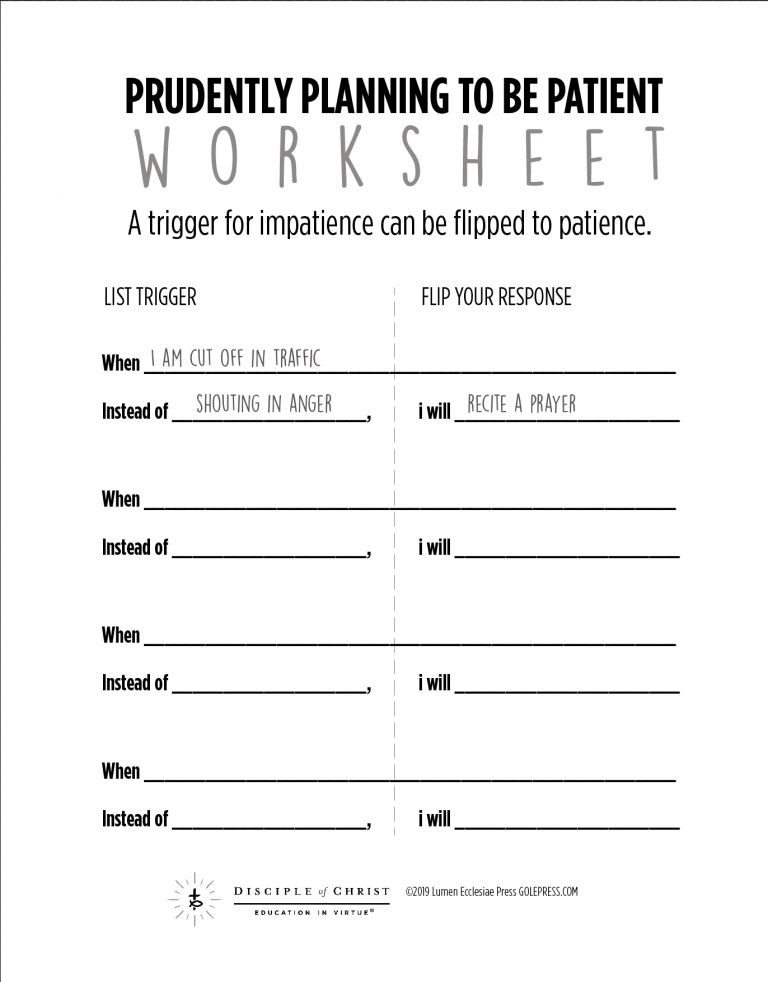 Patience And Tolerance Printable Worksheets