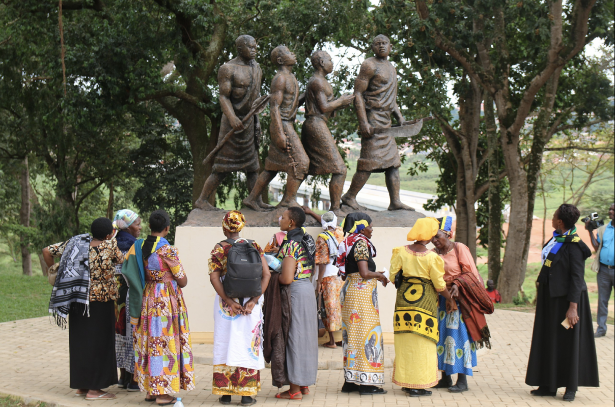 Monument at Munyonyo, Uganda, marking the path the martyrs marched to their death