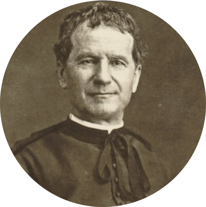 St. John Bosco, transparent circle sepia tone